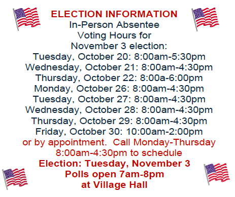 In-Person Absentee Voting Hours for November 3, 2026 Election